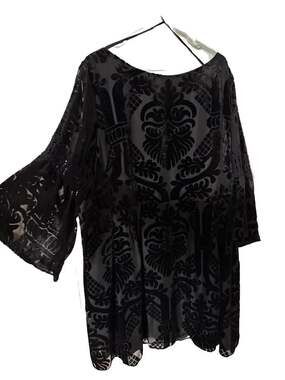 Eliza J Women's Plus Size 22W Black Burnout Velvet Bell Sleeve Fit & Flare Dress